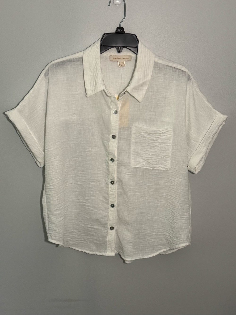 Lightweight White 100 Polyester Short Sleeve Off White Shirt